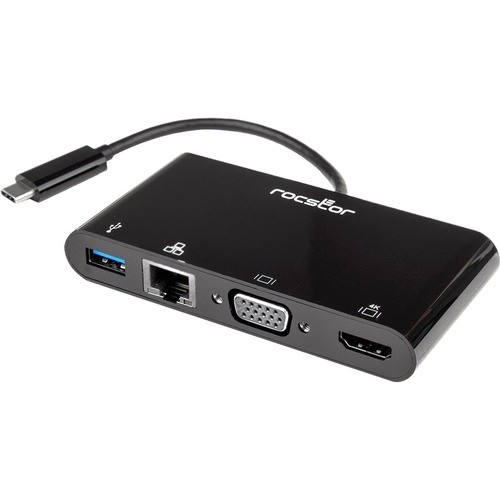 Rocstor Y10A248-B1 Docking Stations Rocstor Docking Station - For Notebook/monitor - Usb Type C - 4k, 2k, Full Hd - 3840 X 2160, 1920 X  Y10a248b1 810606035111