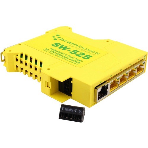 Brainboxes SW-525 Switches & Bridges Brainboxes Industrial 5 Port Poe+ 10/100 Ethernet Switch - 5 Ports - Fast Ethernet - 10/100base-t -  Sw525 837324004533