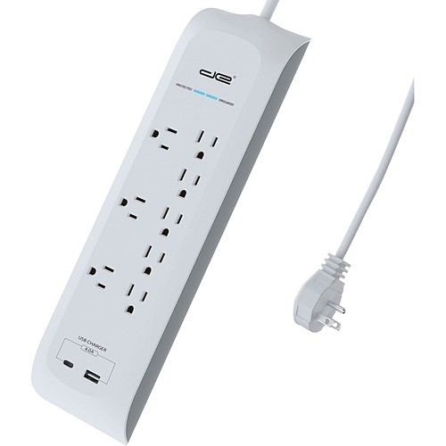 Digital Energy DEE1-1116 Surge Protectors Digital Energy World 8-outlet Usb-a And Usb-c Surge Protector Power Strip (white, 6-foot Cord) - 8 X Dee11116 840140392555