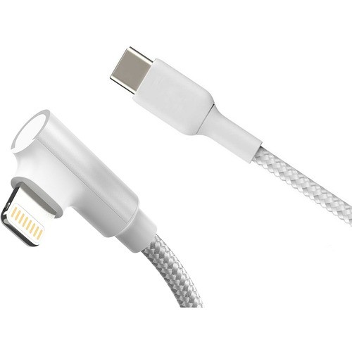 4xem 4XLIGHTNING3RAW Cables 4xem Usb-c To Lightning Right Angled 3 Ft Charging Cable (white) - 3 Ft Lightning/usb-c Data Transfe 841567002898