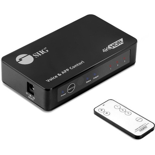 Siig CE-H27211-S1 VGA Switchboxes Siig 3x1 4k60hz Hdmi Switch With Ir And Voice App Control - 3 Hdmi Input And One Hdmi Output / 18gbps  Ceh27211s1 662774044996