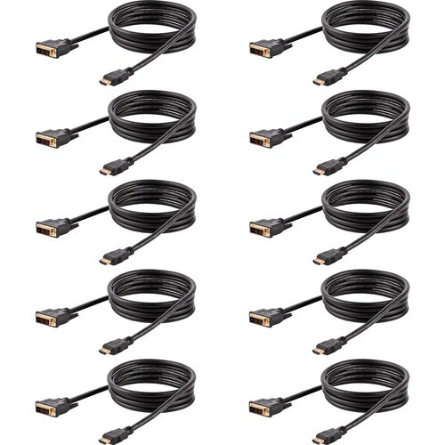 Startech HDMIDVIMM610PK Cables Startech.com 6ft (1.8m) Hdmi To Dvi Cable, Dvi-d To Hdmi Display Cable (1920x1200p), 10 Pack, Black, 065030894159