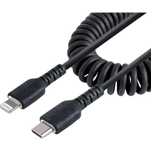 Startech RUSB2CLT1MBC Cables Startech.com 1m (3ft) Usb C To Lightning Cable, Mfi Certified, Coiled Iphone Charger Cable, Black, D 065030893541