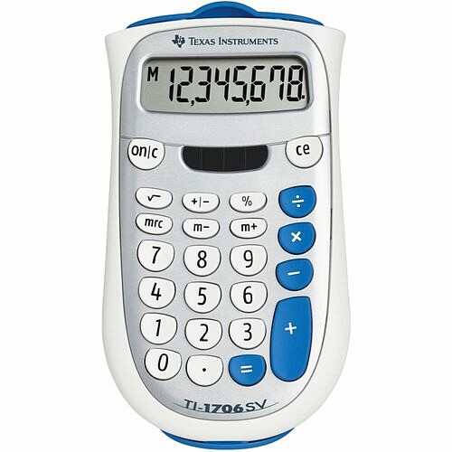 Texas Instruments 1706SV/TBL/2L1 Calculators Texas Instruments Ti-1706 Sv Simple Calculator - Sign Change, Dual Power, Slide-on Hard Case, Automa 1706svtbl2l1 033317063000