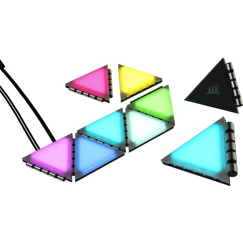 Corsair CL-9011115-WW Miscellaneous Kits Corsair Icue Lc100 Case Accent Lighting Panels - Mini Triangle - 9x Tile Expansion Kit (cl-9011115-w Cl9011115ww 840006650737