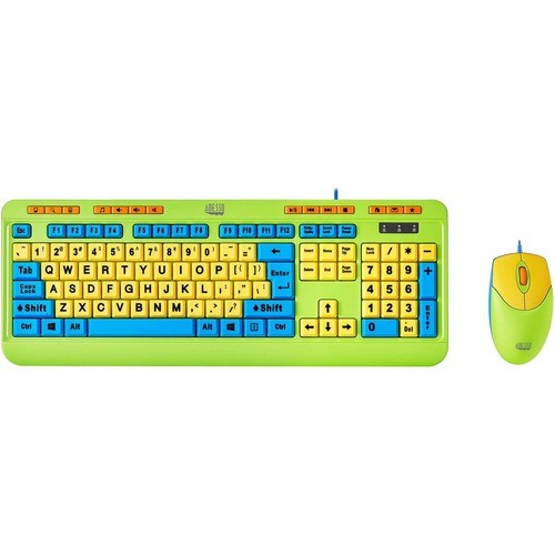 Adesso AKB-132DB Keyboard & Mouse Combos Adesso Antimicrobial Wired Kids Keyboard And Mouse Combo - Usb Membrane Cable Keyboard - 104 Key - E Akb132db 783750011860
