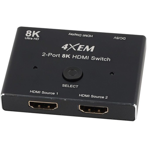 4xem 4X8KW003 Connector Adapters 4xem 8k 2-port Hdmi Switch - 1 Pack - 3 X Hdmi 2.1 Digital Audio/video - Female - 1 X Micro Usb - Fe 841567002928