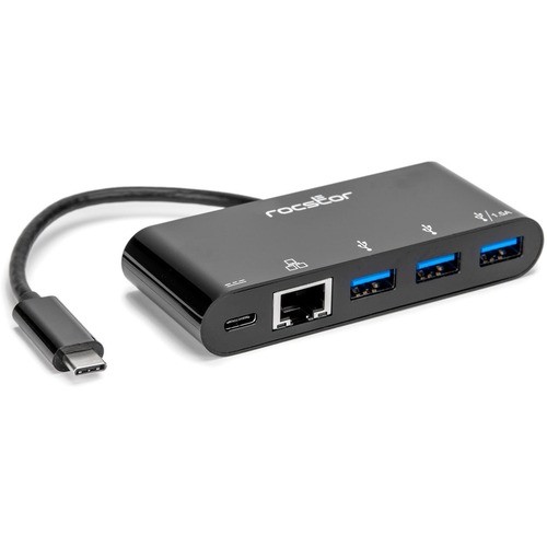 Rocstor Y10A262-B1 Docking Stations Rocstor Usb-c To 3-port Usb-a, Usb-c And Rj45 Multiport Adapter - Usb 3.0 Hub - For Notebook/desktop P Y10a262b1 810606037467