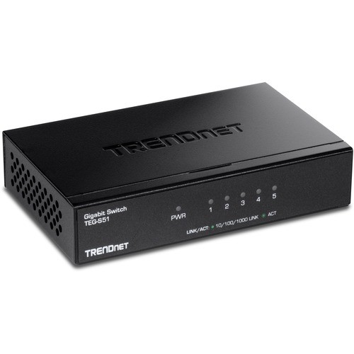 Trendnet TEG-S51 Switches & Bridges Trendnet 5-port Gigabit Desktop Switch, Teg-s51, 5 X Gigabit Rj-45 Ports, Ethernet Splitter, 10gbps  Tegs51 710931140774