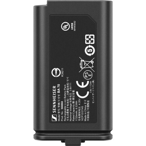 Sennheiser 508860 Batteries Sennheiser Battery - For Wireless Microphone Transmitter - Battery Rechargeable - 1720 Mah - 6.53 Wh 615104343290