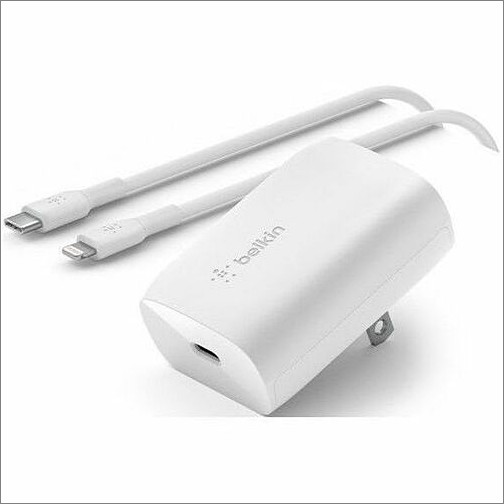 Belkin WCA005DQ1MWH-B5 Power Adapters Belkin 30w Usb-c Pd 3.0 Pps Wall Charger W/ 3.3 Ft Usb-c Cable W/ Lightning Connector - White - 1 Pa Wca005dq1mwhb5 745883837526