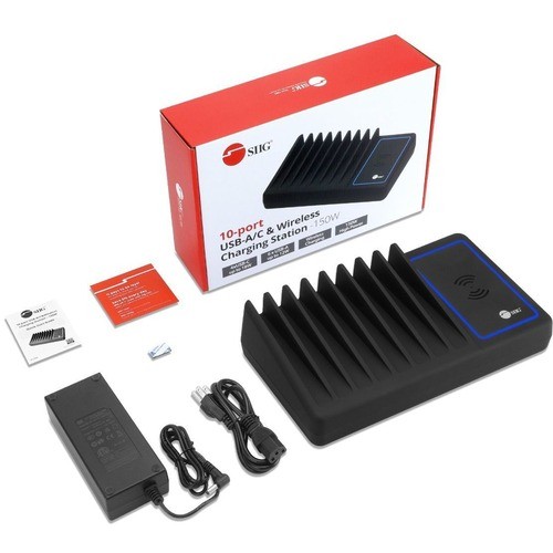 Siig AC-PW1R11-S1 Power Adapters Siig 150w 10p Usb A/c And Wireless Charger (ac-pw1r11-s1) Acpw1r11s1 662774044866