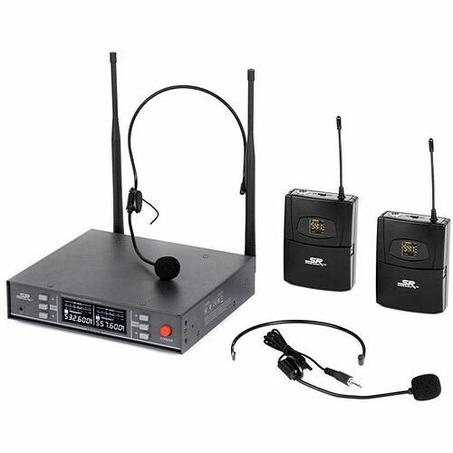 Monoprice 600060 Wireless Microphone Systems Monoprice Stage Right 200-channel Uhf Dual Headset Wireless Microphones System - 590 Mhz To 890 Mhz  889028178416