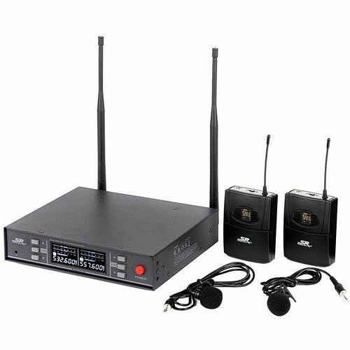 Monoprice 600061 Wireless Microphone Systems Monoprice Stage Right 200-channel Uhf Dual Lavalier Wireless Microphones System - 590 Mhz To 890 Mhz 889028178423