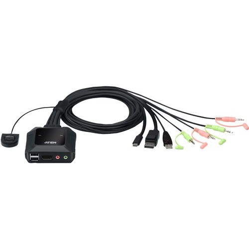 Aten CS52DP KVM Switchboxes Aten 2-port Usb-c Displayport Hybrid Cable Kvm Switch Cs52dp - 2 Computer(s) - 1 Local User(s) - 409 672792013126