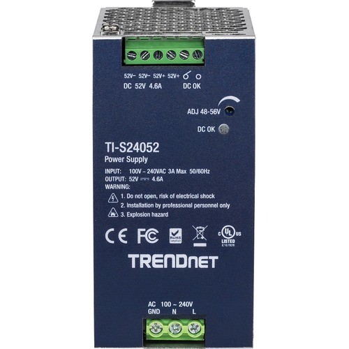 Trendnet TI-S24052 Power Supplies 240w 52v Dc 4.61a Ac To Dc Din-rail Power Supply With Pfc Function Tis24052 710931162431