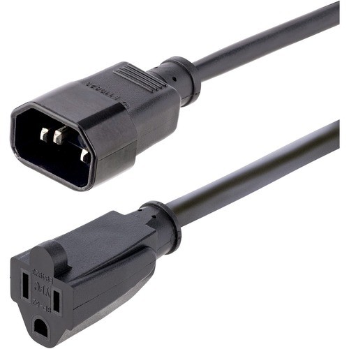 Startech 1415R-3F-POWER-CORD Power Cords Startech.com 3ft (1m) Power Extension Cord, Iec C14 To Nema 5-15r, 10a 125v, 18awg, Black, Outlet Ex 1415r3fpowercord 065030894395