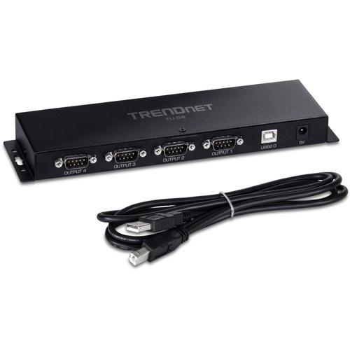 Trendnet TU-S4 Connector Adapters Trendnet Tu-s4, 4-port Usb To Serial Rs232 Hub, Black - Usb 2.0 Type A - Pc, Mac - 4 X Number Of Ser Tus4 710931180206