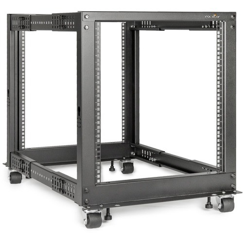 Rocstor Y10E008-B1 Rack Equipment Rocstor Solidrack 12u Adjustable Depth Open Frame 4 Post Rack W/ Casters - Adjustable Mounting Depth Y10e008b1 810606037849