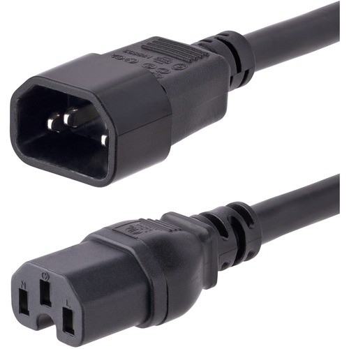 Startech H1415-10F-POWER-CORD Power Cords Startech.com 10ft (3m) Heavy Duty Extension Cord, Iec C14 To Iec C15 Black Extension Cord, 15a 125v, H141510fpowercord 065030894241