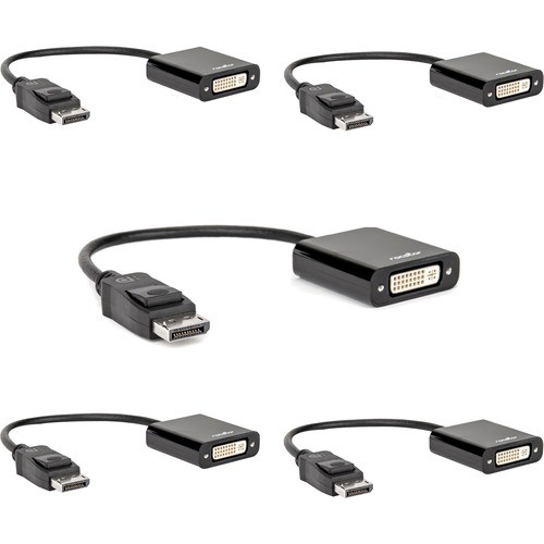 Rocstor Y00DVI-BK-5PK Connector Adapters Rocstor Displayport/dvi Video Adapter - 5 Pack - 1 X 20-pin Displayport 1.1a Digital Video - Male -  Y00dvibk5pk 081060603851