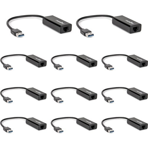 Rocstor Y10C137-B1-10PK Network Cards Rocstor Usb (3.0) Type-a To Gigabit Ethernet (rj45) Network Adapter - Black - Usb 3.0 Type A - 1 Gb/ Y10c137b110pk 