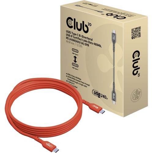 Club 3d CAC-1515 Cables Club 3d Usb-c Data Transfer Cable - 13.12 Ft Usb-c Data Transfer Cable For Notebook, Tablet, Phone,  Cac1515 841615102884