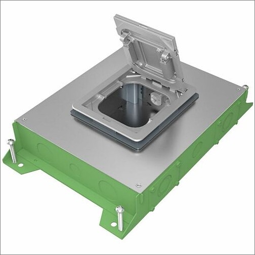 Middle Atlantic RFBA4R30OG Cable Management Wiremold Rfba 4-gang Floor Box - On Grade - Floor Box - Gray, Green - Steel (rfba4r30og) 786564105428