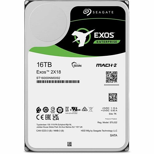 Seagate ST16000NM0092 Hard Drives Seagate Exos 2x18 St16000nm0092 16 Tb Hard Drive - Internal - Sata (sata/600) - Storage Array Device 763649152201