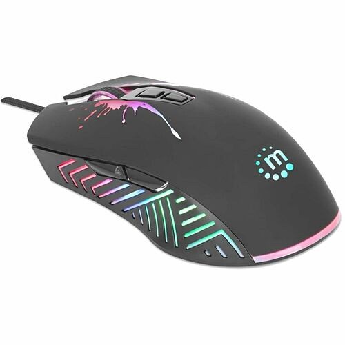 Manhattan 190121 Pointing Devices (Mice) Manhattan 7200 Dpi Rgb Led Wired Optical Seven Button Usb Gaming Mouse - Optical - Cable - Black - U 766623190121