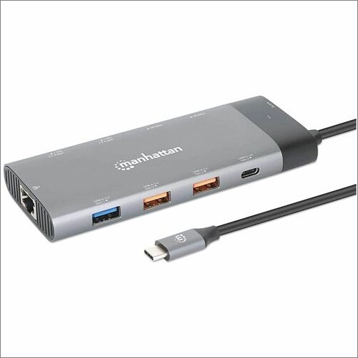 Manhattan 130714 Docking Stations Manhattan Usb-c Pd 10-in-1 Dual Monitor 8k Docking Station / Multiport Hub - For Monitor/notebook/ke 766623130714
