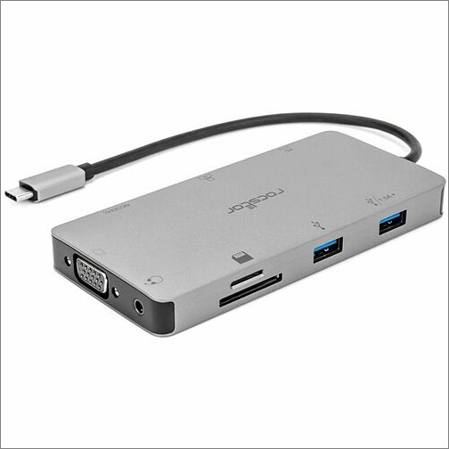 Rocstor Y01H01-AG Docking Stations Rocstor Usb-c Multiport Hub Adapter - 9 Port - Premium Usb-c Multiport 9-port Hub - Premium Usb Type Y01h01ag 810606035265
