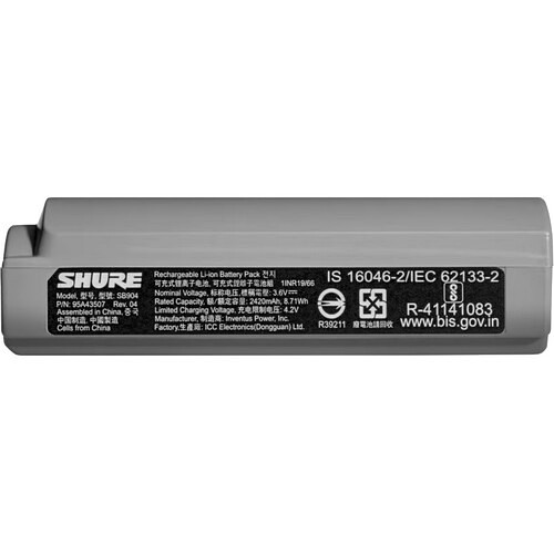 Shure Inc. SB904 Batteries Shure Sb904 Lithium-ion Rechargeable Battery - For Transmitter, Digital Wireless System, Bodypack Tr 042406695060