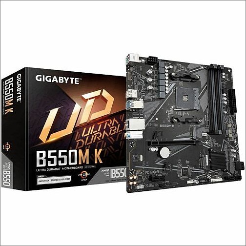 Gigabyte B550M K Motherboards Gigabyte Ultra Durable B550m K Desktop Motherboard - Amd B550 Chipset - Socket Am4 - Micro Atx - Ryz B550mk 889523036006