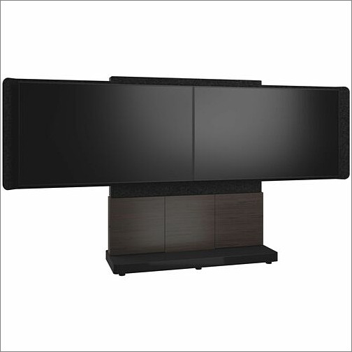 Middle Atlantic FM-DS-6675FS-JA3B Stands & Cabinets Middle Atlantic Forum Series Free-standing 66in Dual Display Stand - 3-bay - For Display 65-75in - D Fmds6675fsja3b 656747398643