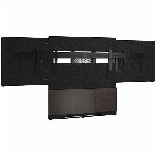 Middle Atlantic FM-DS-6675FW-HA3B Stands & Cabinets Middle Atlantic Forum Series 4ru Floor-to-wall Mounted 3-bay Dual Display Stand - Dark Finish - Up T Fmds6675fwha3b 656747398568