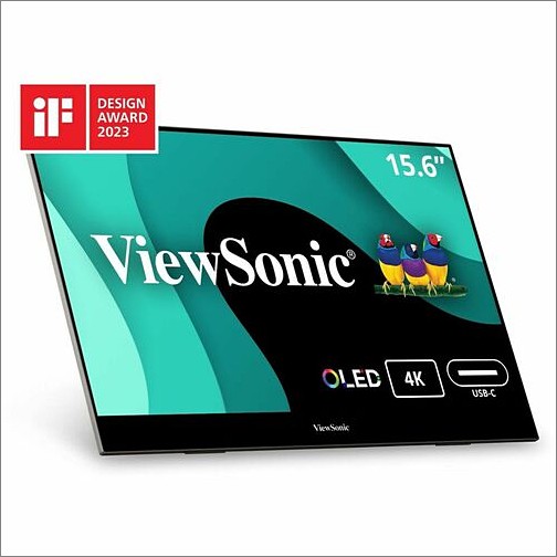 Viewsonic VX1655-4K-OLED Monitors Viewsonic Vx1655-4k-oled 15.6 Inch 4k Uhd Portable Oled Monitor With 2 Way Powered 60w Usb C, Mini H Vx16554koled 766907022742