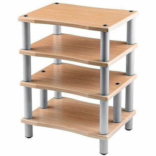 Monoprice 39166 Stands & Cabinets Monoprice Heavy Duty 4 Tier Audio Stand Xl, 1" Shelf Thickness, Maple - 350 Lb Load Capacity - 4 X S 889028133286