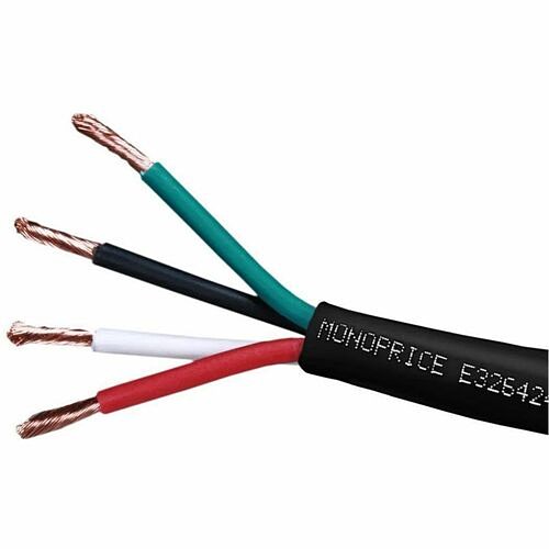 Monoprice 41399 Cables Monoprice Speaker Wire, Cl2 Rated, 4-conductor, 14awg, 1000ft, Black - 1000 Ft Audio Cable For Speak 889028155981