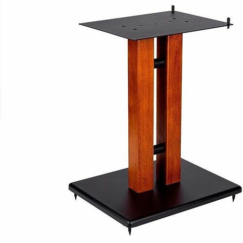 Monoprice 42839 Stands & Cabinets Monoprice 18in Cherry Wood Speaker Stand With Adjustable Top Plate, Cherry (each) - 75 Lb Load Capac 889028170328