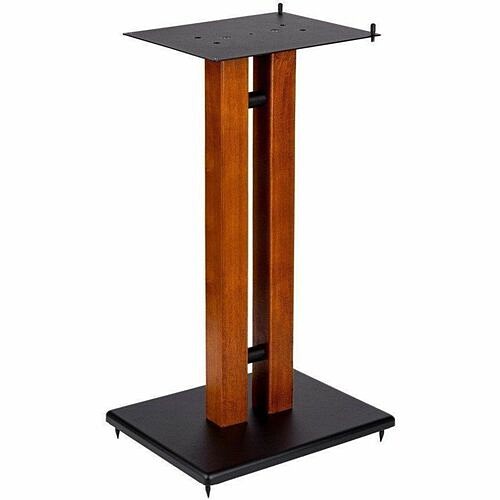 Monoprice 42841 Stands & Cabinets Monoprice Monolith 28in Cherry Wood Speaker Stand With Adjustable Top Plate, Cherry (each) - 75 Lb L 889028170342