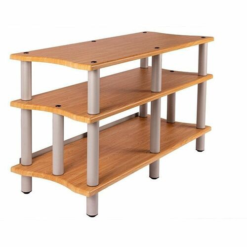 Monoprice 43166 Stands & Cabinets Monoprice Heavy Duty Double-wide Xl 3-tier Av Stand, 60" Wide, Maple - 900 Lb Load Capacity - 3 X Sh 889028173695