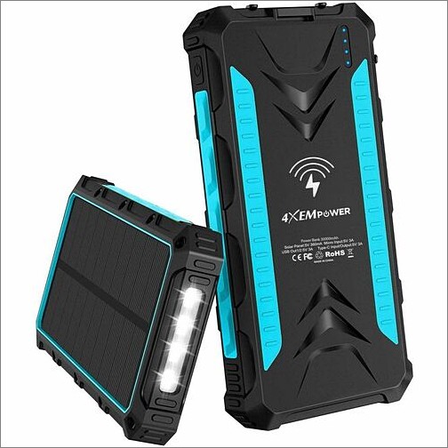 4xem 4XSOLARPWR30BL Power Banks 4xem 30,000 Mah Mobile Solar Power Bank And Charger (blue) - For Outdoor, Camping - Lithium Ion (li- 841567004236