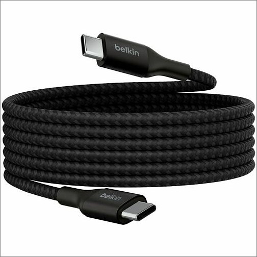 Belkin CAB015bt2MBK Cables Belkin 240w Usb-c To Usb-c Cable - 480 Mbps - Nylon, Braided - M/m - 2m/6.6ft - Black - 6.56 Ft Usb- 745883859061