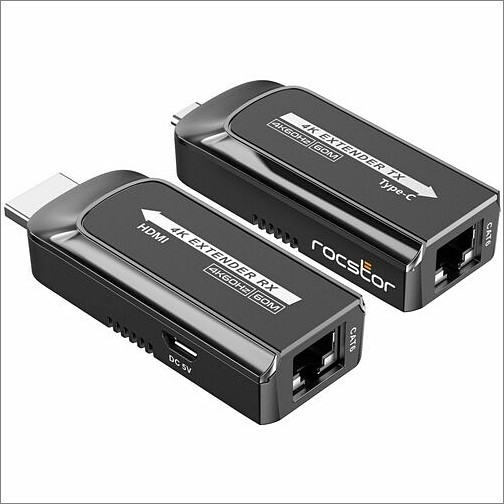 Rocstor Y10G007-B1 Video Consoles/Extenders Truereach 4k@120hz Usb-c Hdmi Extender Over Cat6/cat6a/cat7 Ethernet Cable - Usb 3.1 Type C Transmit Y10g007b1 810136920079