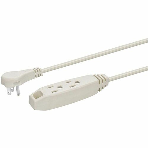 Monoprice 44318 Power Strips Monoprice 3-outlet Flat Plug Household Extension Cord, 16awg, 13a, Spt-2, White, 10ft - Nema 5-15p - 889028187708