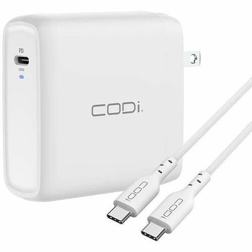 Codi A01118 Power Adapters Codi 100w Wall Usb-c Charger With Usb2.0 Epr Braided Cable - 100 W - 120 V Ac, 230 V Ac Input - 5 V  633886016171
