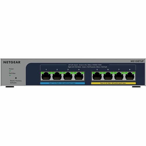 Netgear MS108TUP-100NAS Switches & Bridges Netgear 8-port Ultra60 Poe++ Multi-gigabit (2.5g) Ethernet Smart Switch - 8.0 Ports - Manageable - 2 Ms108tup100nas 606449168105