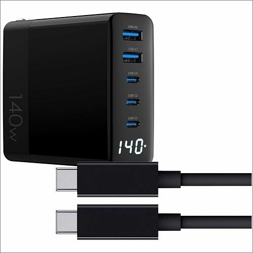 4xem 4X140WCHRGKIT6B Miscellaneous Kits Laptop Charger With 140w Gan - Charger And 6ft Usb C Cable Black (4x140wchrgkit6b) 841567004519