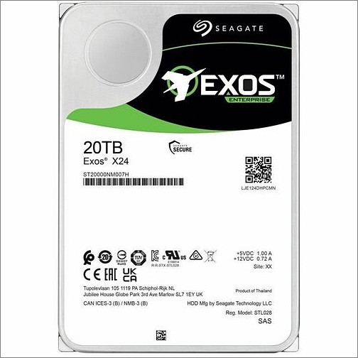 Seagate ST20000NM007H Hard Drives Seagate Exos X24 St20000nm007h 20 Tb Hard Drive - 3.5" Internal - Sas (12gb/s Sas) - Conventional Ma 763649175149